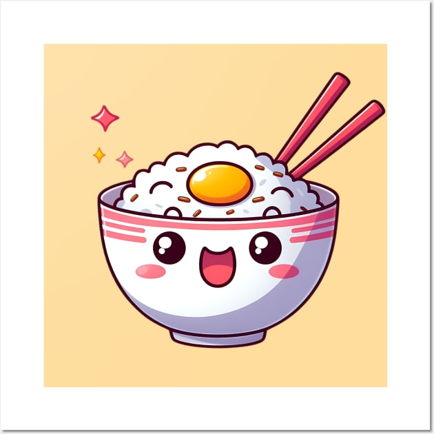 Cute Kawaii Rice Bowl Wall Art by PhotoSphere